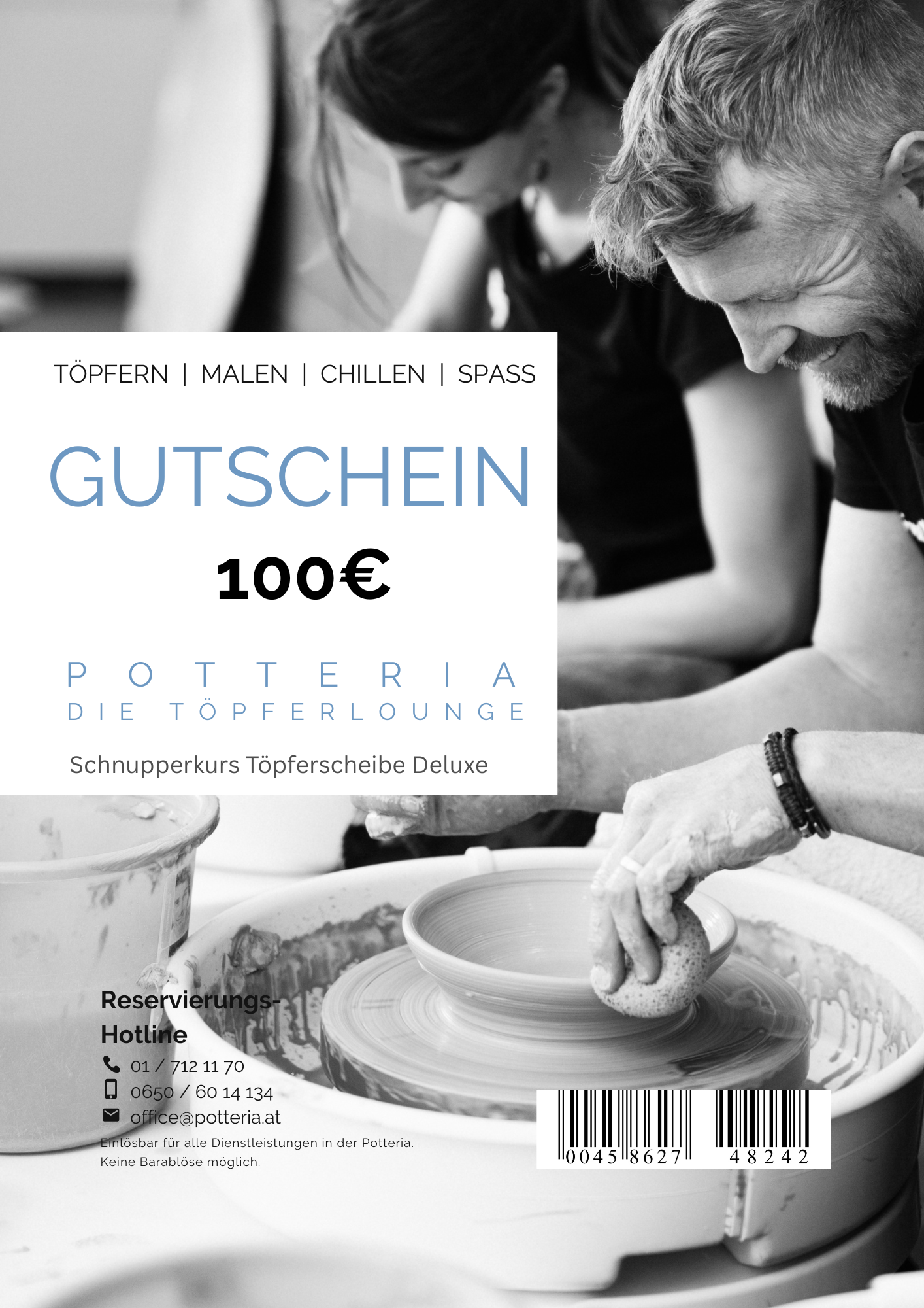 Schnupperkurs Töpferscheibe Deluxe: 100 €