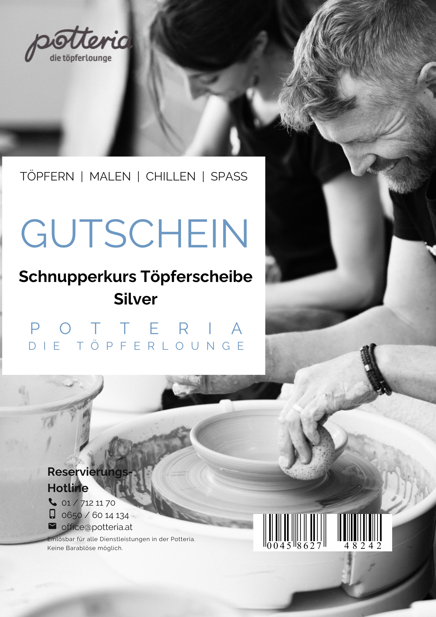 Schnupperkurs Töpferscheibe Silver: 60 €